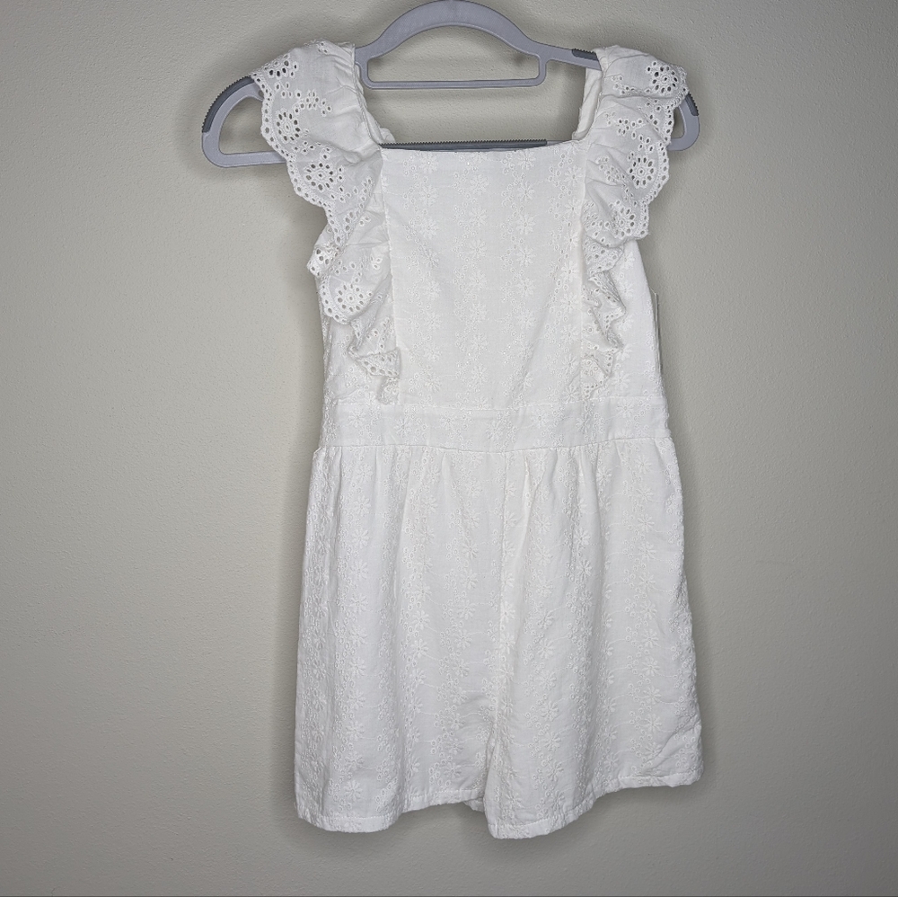 BCBGirls White Eyelet Ruffle Romper